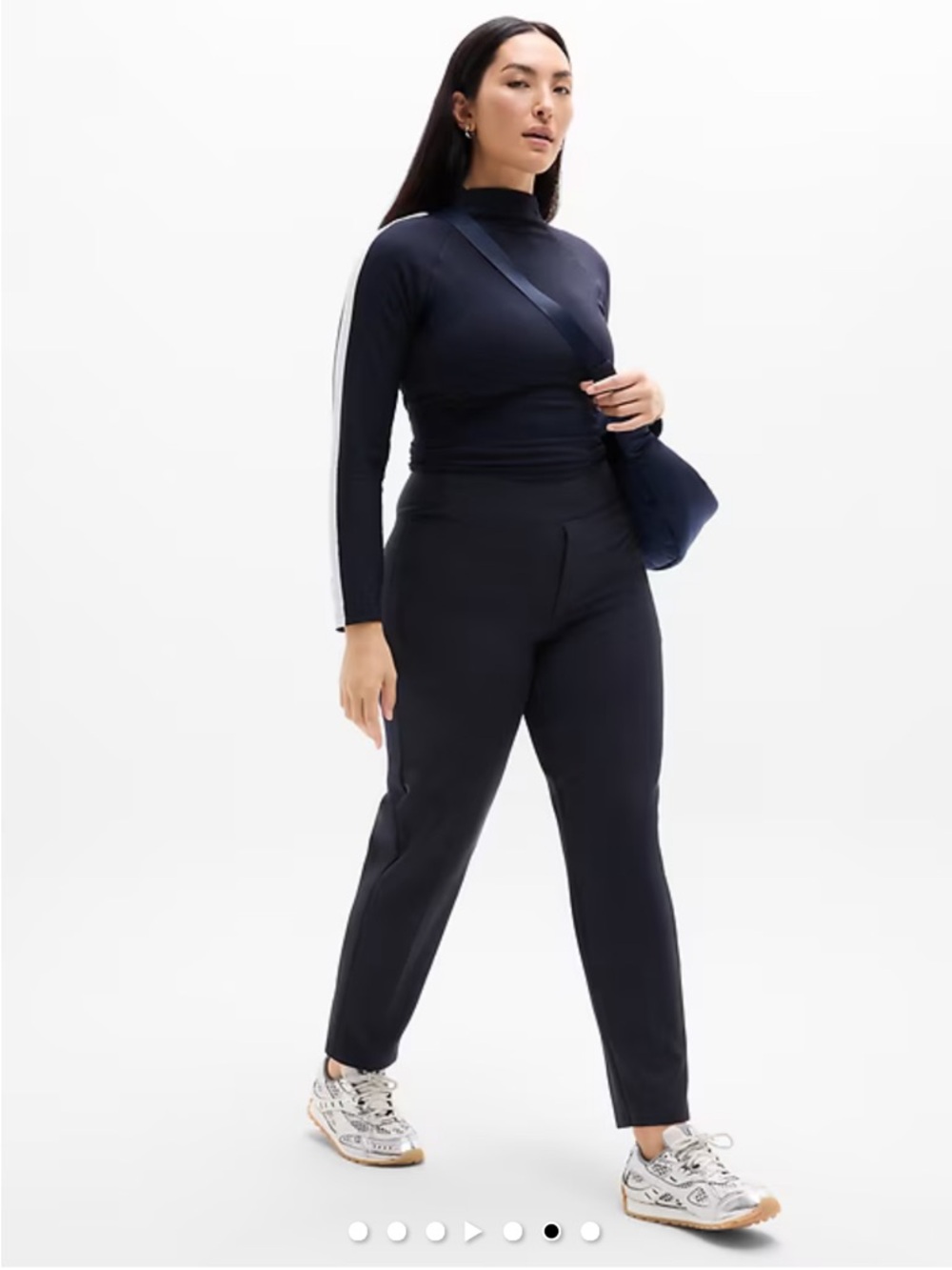 Women's Navy Stretch Ankle Pants - Classic Tailored Fit - Picture 9 of 9